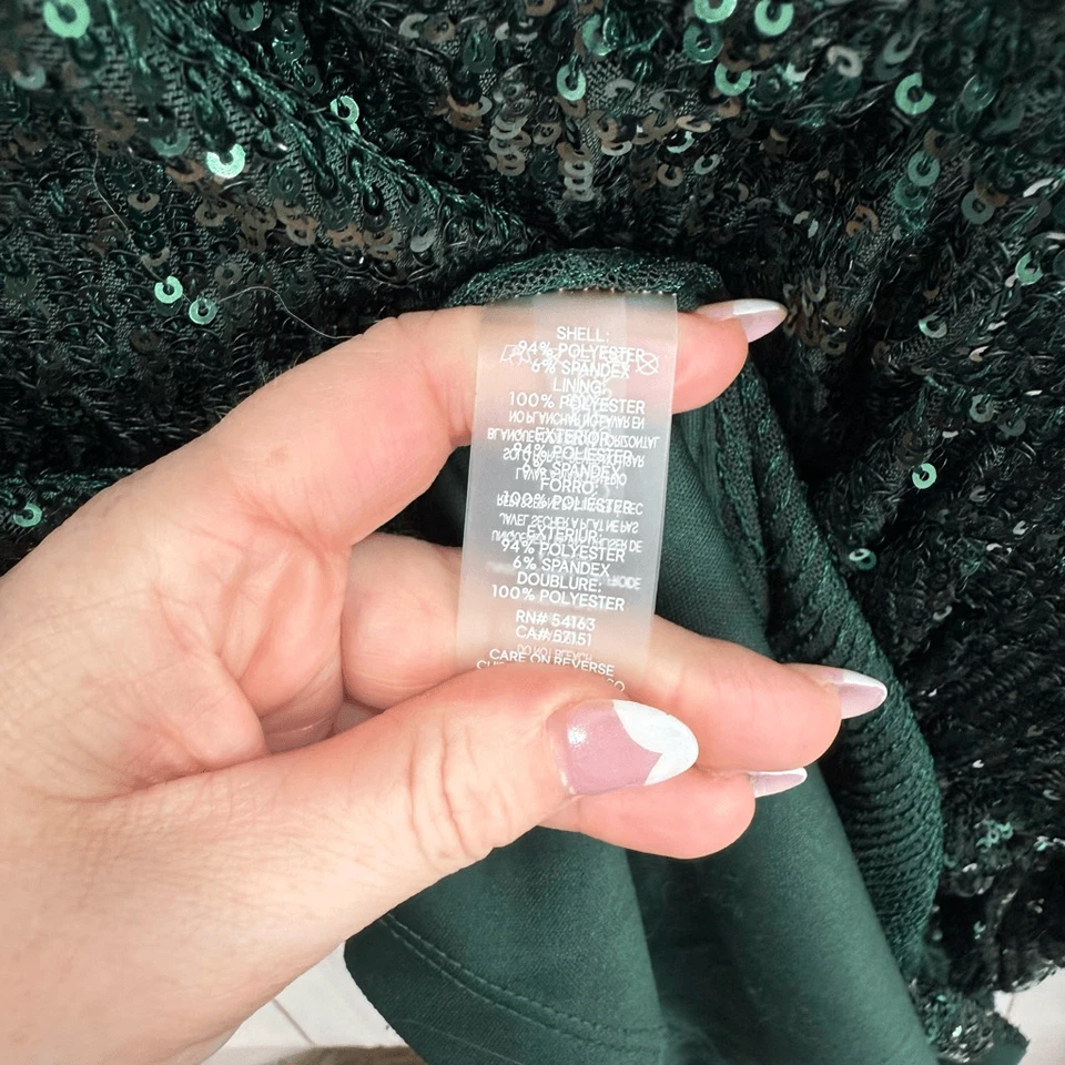 Calvin Klein Women’s 8 Green Sequin Faux Wrap Dress - Image 4 of 4