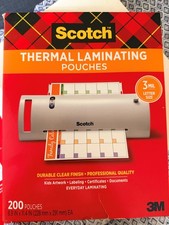 Scotch Thermal Laminating Pouches, 200 Count, Clear, 3 mil., Ideal Office or Sch