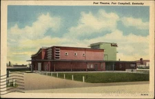 Fort Campbell,KY Street View of Post Theatre Teich 1954 Oak Grove Linen Postcard