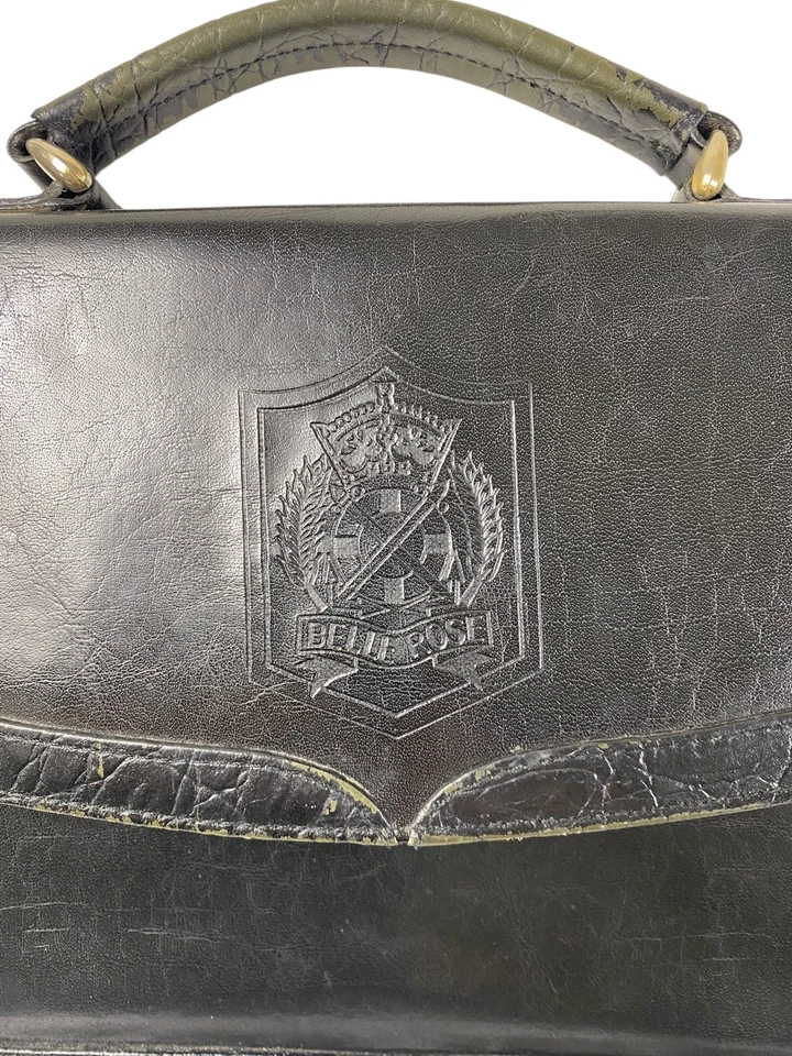 Maleta de cuero negra vintage para damas y mujeres, bandolera, cruz Bella Rose Foto 4 de 4