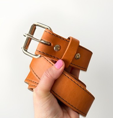 C+B Men s Double Layer Leather Belt Size 36 Tan
