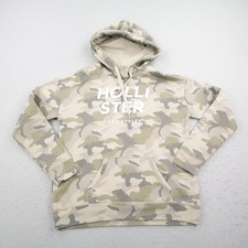 Hollister Hoodie Mens Large Beige Green Camo Pullover Sweatshirt Los Angeles