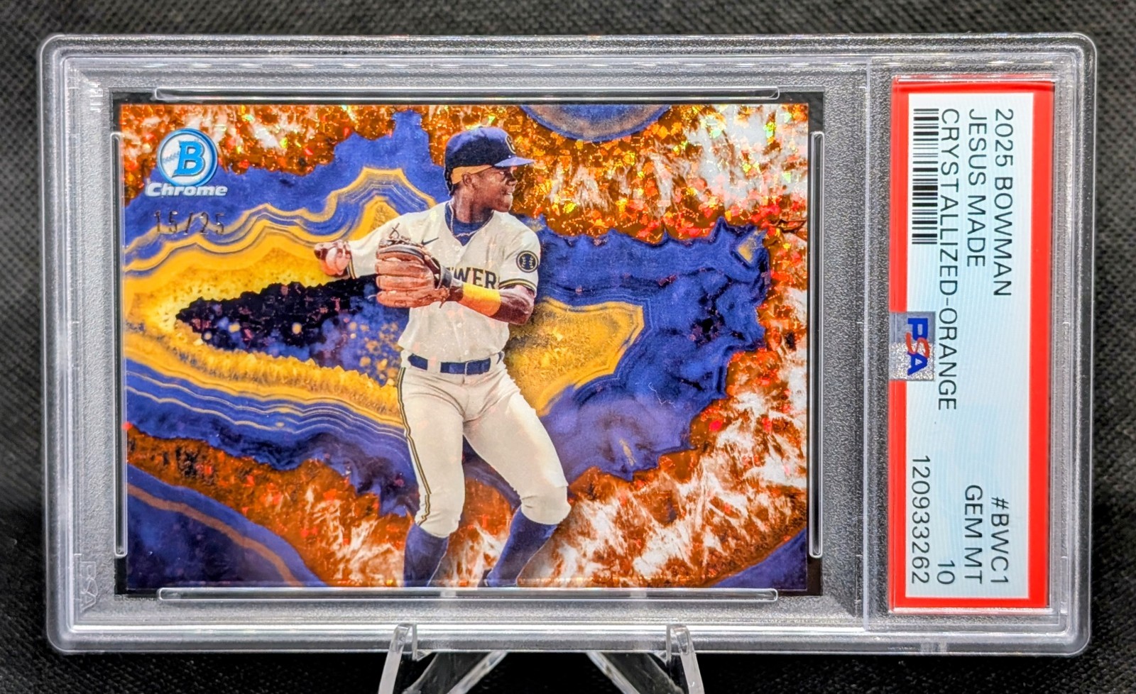 2025 Bowman Crystallized Jesus Made #BWC-1 Orange  /25 (RC) Brewers