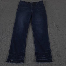 Democracy Ab Solution Jeans Womens 6 Blue Straight Dark Wash Stretch Raw Hem