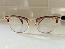 Vintage Womens Shuron Bifocal Cat Eye Glasses 1/10 12K GF Floral Accents w/ Case