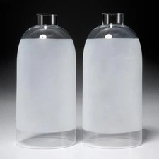 Frosted Glass Candle Cloche Hurricane Lamp Dome Bell Wind Cover 2pc Lot 10.25" B
