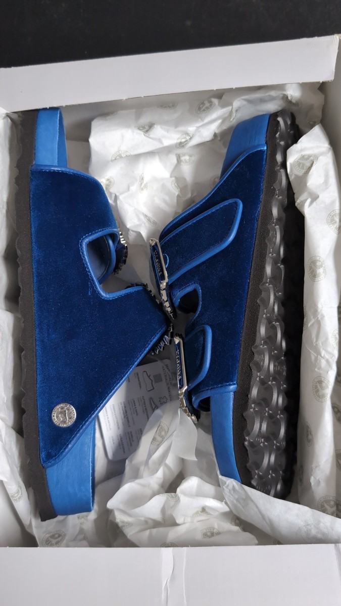 Birkenstock x Manolo Blahnik Royal Blue Velvet Arizona Size 38 | eBay