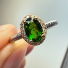 925 Sterling Silver Ring Oval 6x4mm Natural Diopside Gemstone Zircon Women Cute — photo 1