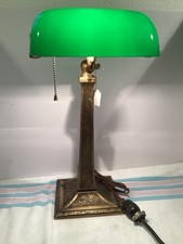 Antique Aladdin Bankers Desk Lamp Green Cased Shade