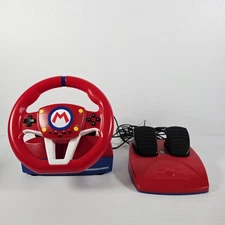 Hori Red Black Mario Kart Racing Steering Wheel And Pedals For Nintendo Switch