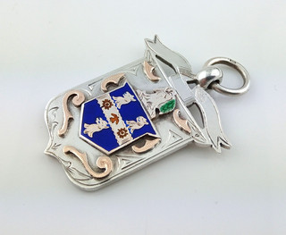 ANTIQUE SILVER & ENAMEL MEDAL WITH GOLD ACCENTS RUGBY PHOTOGRAPHIC SOCIETY 1906