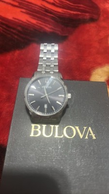 Bulova Sutton Mens Quartz Silver Date Blue Dial Watch 40mm 96B338 G2U