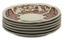 Alfred Meakin Fair Winds Saucers Brown England - Set of 6