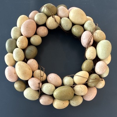 Artificial Egg Wreath Foam Wood Pastel Colors Easter Door Decoration Seasonal