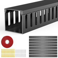 Open Slot Wiring Raceway Cable Duct, 123in Cable Management Channel Cord Trac...