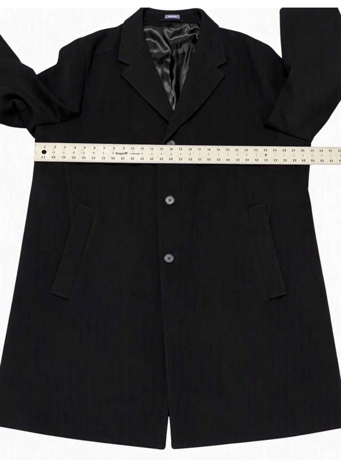 Men's Stafford Signature 52R Classic Fit Black Wool Blend Overcoat 3 Button - product detail image 6
