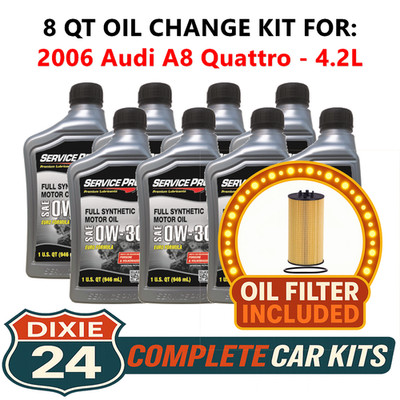 Fits: 2006 Audi A8 Quattro 4.2L 6,000 Mile Synthetic Oil & Filter Kit (0W-30)