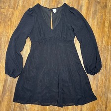 Blue Rain by Francesca's Black baby doll mini dress SMALL Becca Swiss Dot heart
