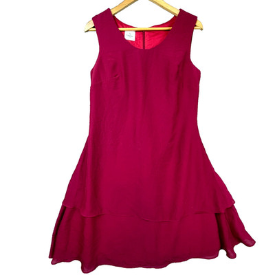 Lanting Bride Dress Womens Red Layered Sleeveless Cocktail Tiered Flowy