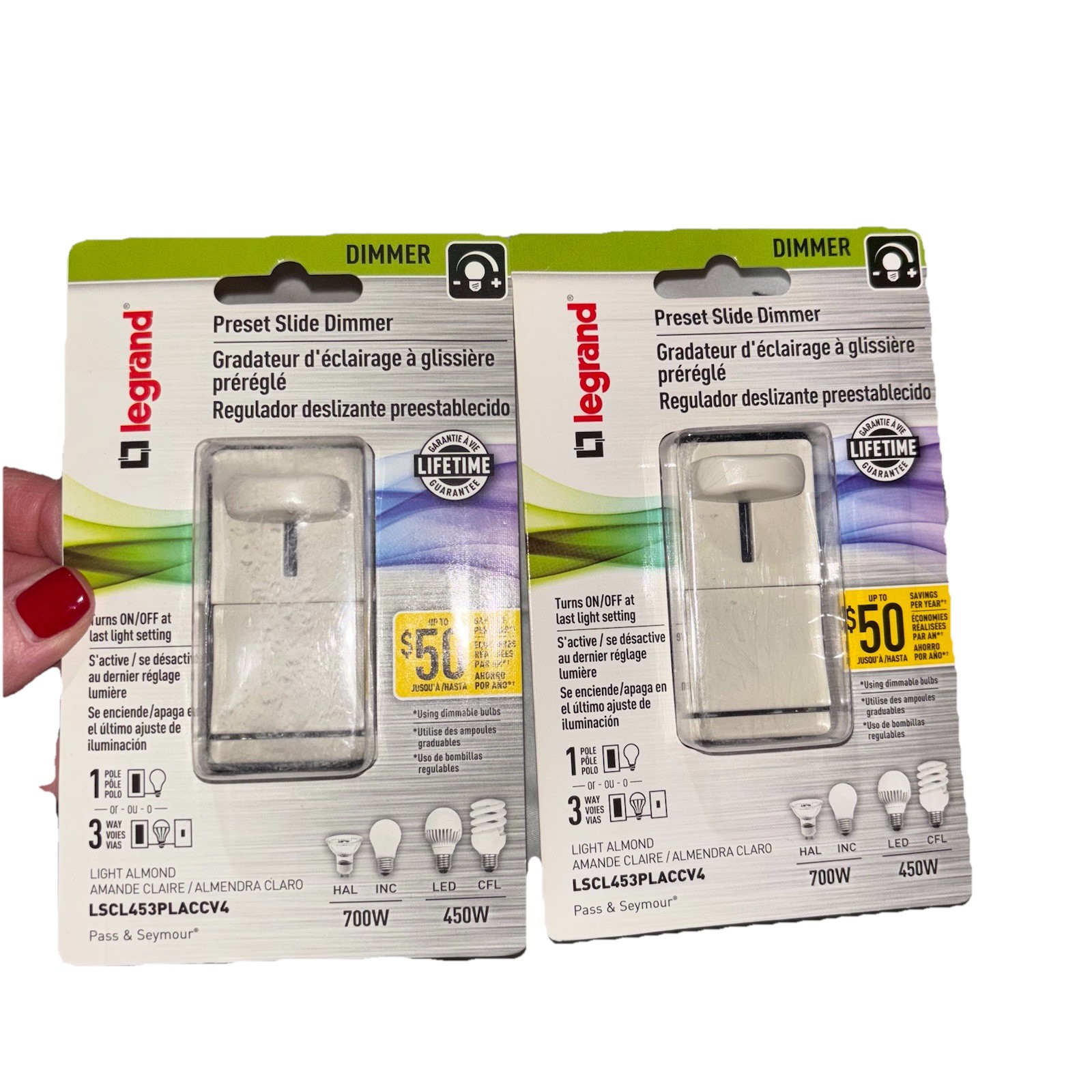 Legrand Preset Slide Dimmer Switch / Light Almond / LSCL543PLACCV4 / LED + CFL