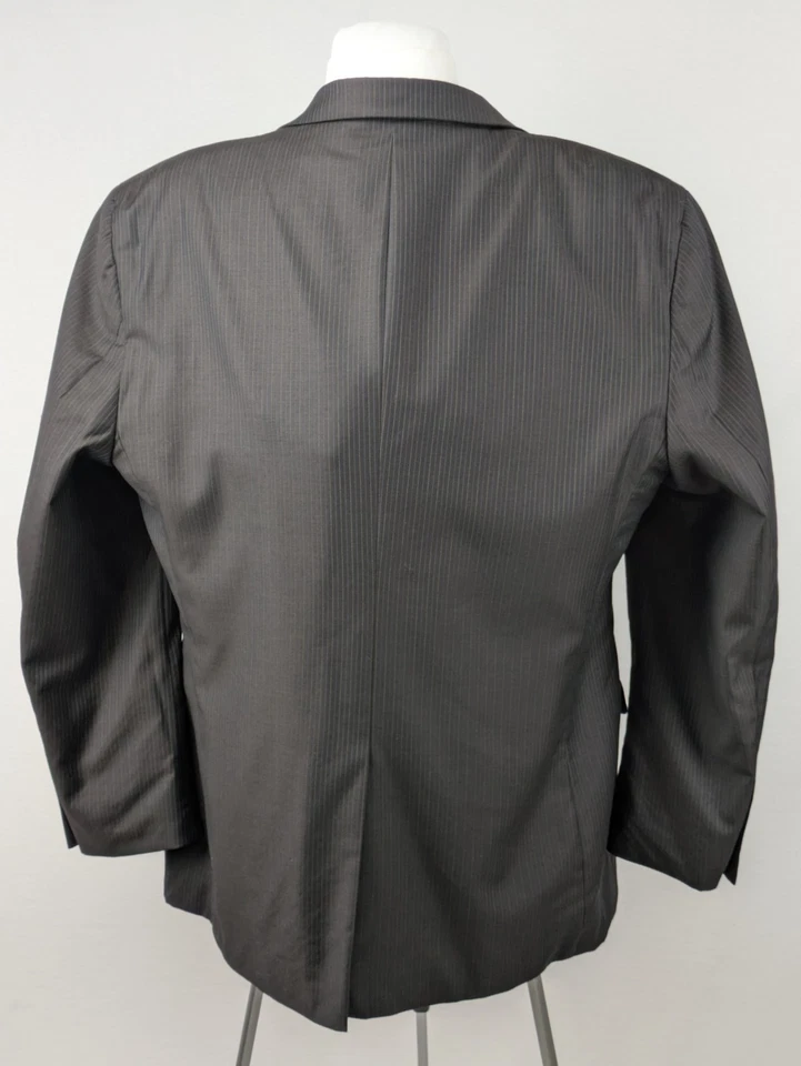 Костюм шерстяной Tasso Elba мужской 46R куртка 40x27 брюки коричневый в тонкую полоску с одним отверстием - Изображение 3 из 4