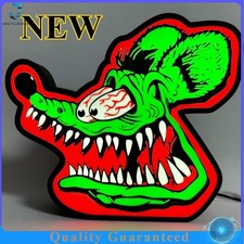 Lampada LED stampata in 3D testa di topo hot rod corsa scatola luminosa insegna al neon 7 pollici