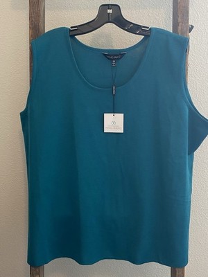 NWT Ming Wang Teal L9641B Scoop Neck Sleeveless Top Size 2X New