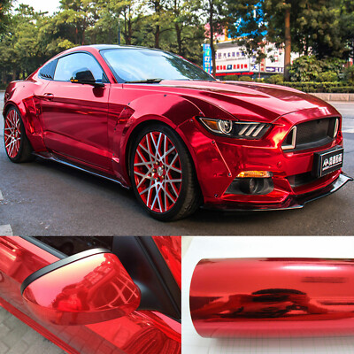 Whole Auto Wrap 50FT x 5FT Car Flexible Glossy Mirror Chrome Red Vinyl ...