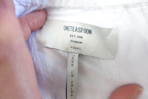 One Teaspoon Womens Blouse XS Extra Small AU 6 White Crop Top Boho Flared Cuffs - Picture 17 of 17