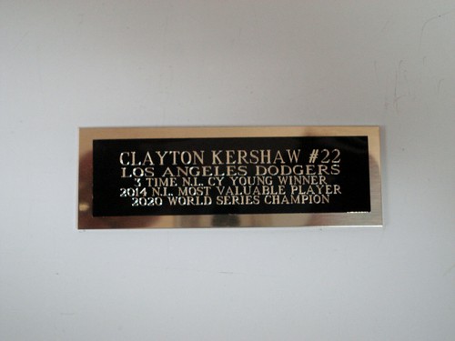 Clayton Kershaw Baseball Card Plaque or Baseball Ball Cube Nameplate 1" X 3"