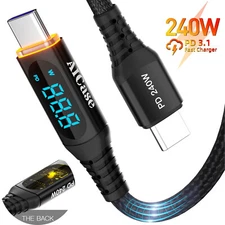 240W USB C to Type C Fast Charger Cable Two-Way Charging Cord with LED Display