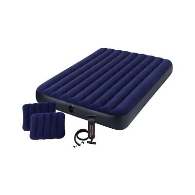 Intex Classic Downy Airbed Set with 2 Pillows and Double Quick Hand Pump, Queen