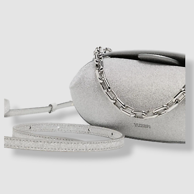 $516 Yuzefi Women's Silver Leather Glitter Dinner Roll $516 Yuzefi Women's Silver Leather Glitter Dinner Roll