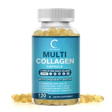 Multi COLLAGEN PEPTIDES Types I, II, III, V,X 120 Pills Anti-Aging Skin Capsules