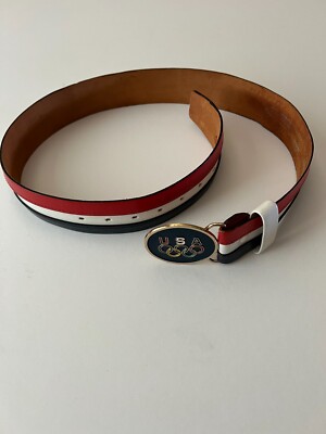 USA Olympics Vintage Small Red-White & Blue Leather Belt  display picture 1