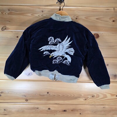 VTG Sukajan Souvenir Jacket Youth Size Reversible Eagle