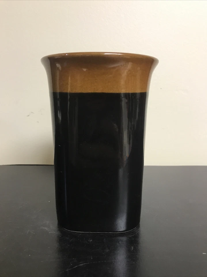 Royal Norfolk Black Square Coffee/Latte Mug with Brown Rim 5" 14oz Excellent - Image 2 of 4