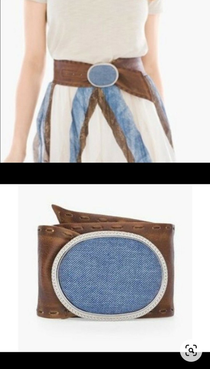 NWT Chico’s Nila Denim and Leather Belt Size Medium Chico main image 3