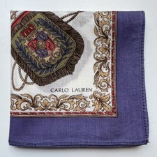 HANDKERCHIEF VINTAGE PURPLE KING PATTERNED COTTON MEN'S POCKET SQUARE 19" B0127