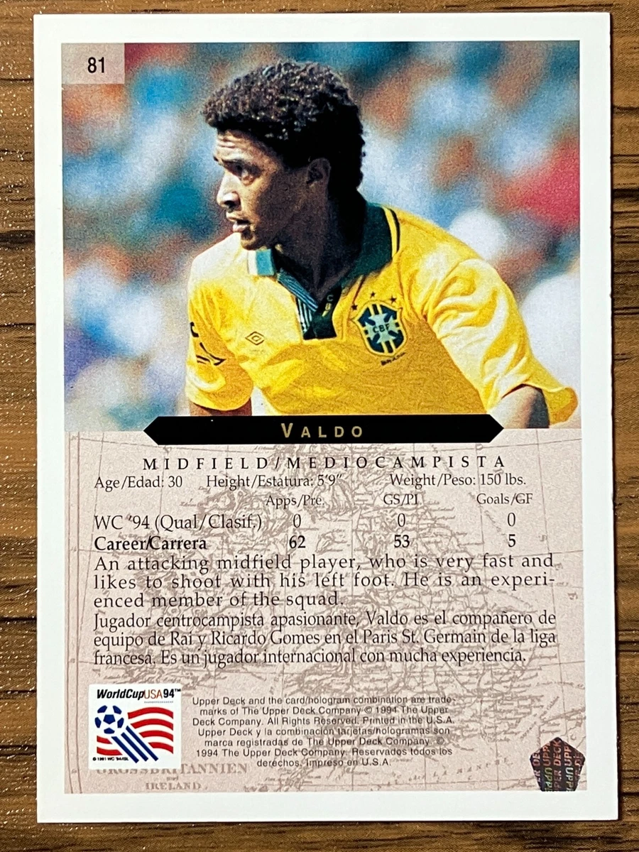 Upper Deck 1994 World Cup Brazil Soccer Card #81 Valdo Free Shipping!