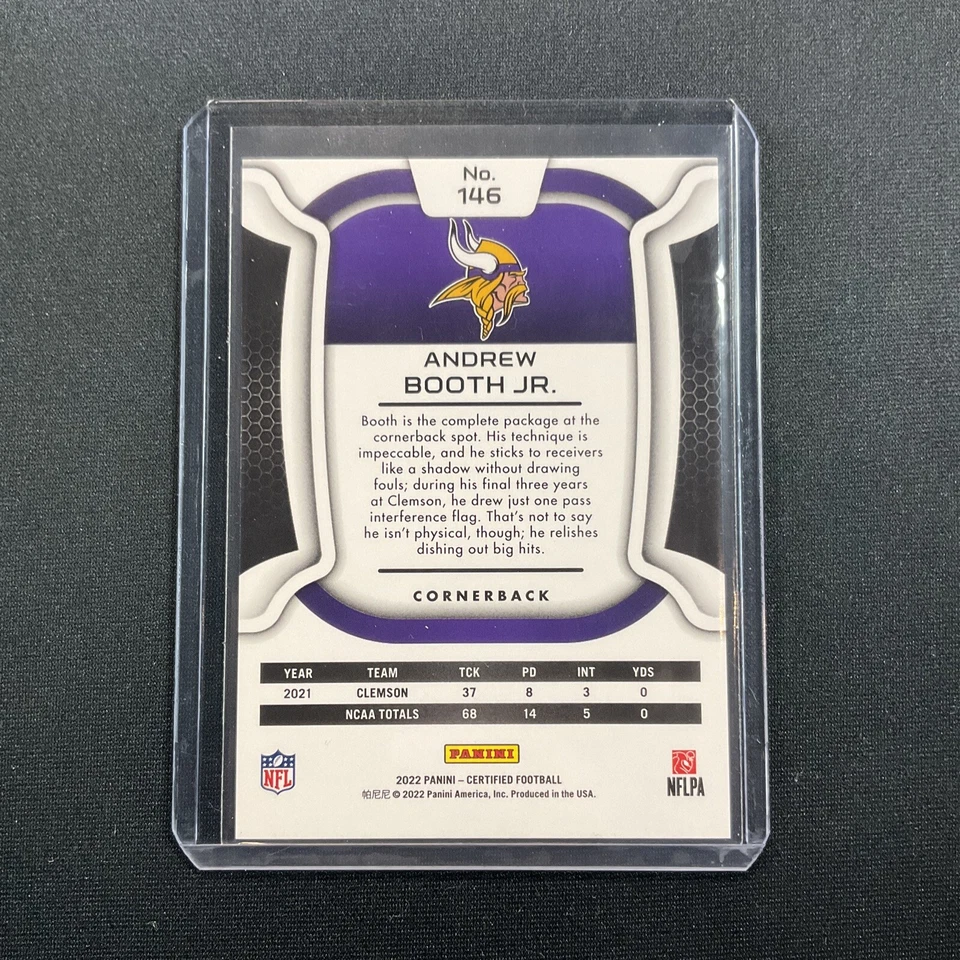 2022 Panini Certified Andrew Booth Jr. Rookie RC #'ed /399 🔮 - Image 2 of 2