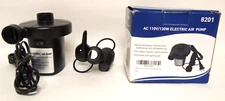 New Portable Electric Air Pump W/3 Valve Nozzles #8201 AC 110V/130W 60HZ 0.58Psi