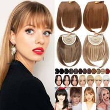 US Real Thick Straight Bangs Clip In Fringe as Remy Human Hair Piece Extensions