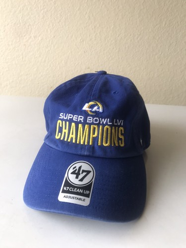 47 Brand LA Rams Super Bowl LVI Hat Clean Up Blue Champions Adjustable - Picture 3 of 4