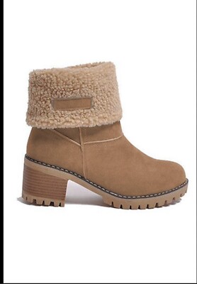 Shein Women's Outdoor Warm Casual Short Slip on Boots,/Camel/ Size 6.5