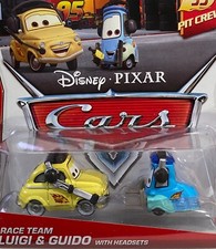 DISNEY PIXAR CARS "RACE TEAM LUIGI GUIDO WITH HEADSETS", SHIP WORLD WIDE