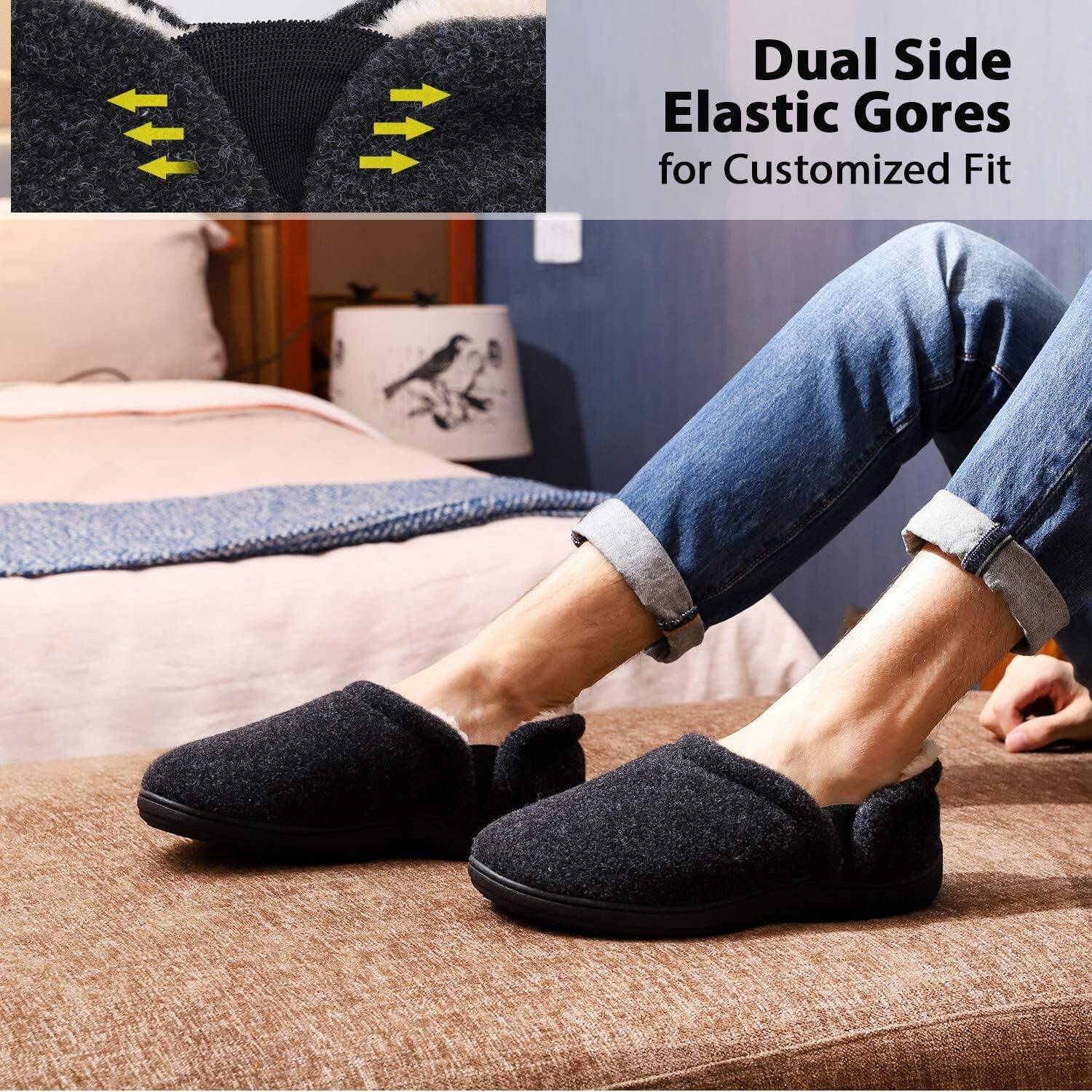 LongBay Men's Cozy Memory Foam Slippers 