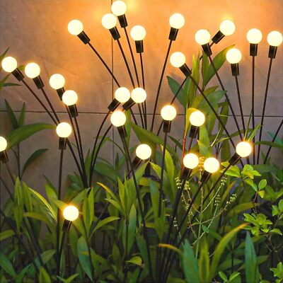 6 Packs Solar Garden Lights Firefly Light 2 Solar Panels Remote Control Outdoor