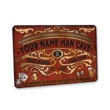 Custom Man Cave Sign Gift For Him Gift For Dad Bar Game Room Den 108122002134