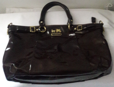 AUTHENTIC COACH MADISON CRINKLE PATENT LEATHER SATCHEL BAG PURSE